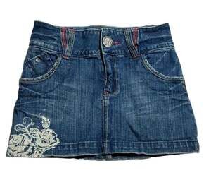 Y2K YES Denim Mini Skirt Floral Print Size L (10/12) girls